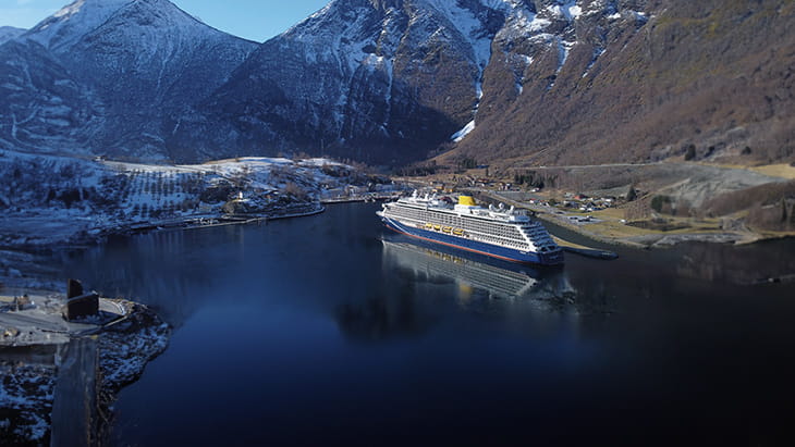 Spirit of Discovery docked in Flam, Norway